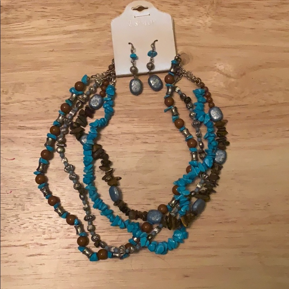 Turquoise earring and necklace set